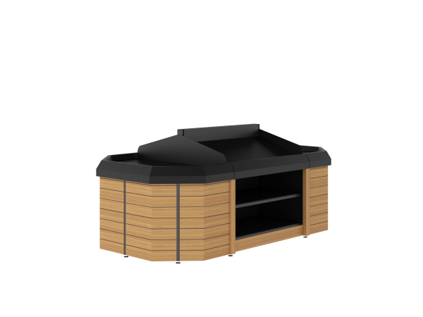 Produce Bunk - Double Sided 1-Tier With 2 x Radius End Bay (Flat Base)