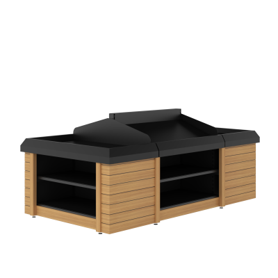 Produce Bunk - Double Sided 1-Tier With Square End Bay (Flat Base)