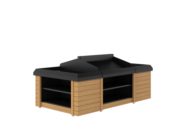 Produce Bunk - Double Sided 1-Tier With Square End Bay (Flat Base)