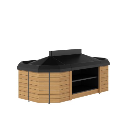 Produce Bunk - Double Sided 1-Tier With Radius End Bay (Pyramid Base)