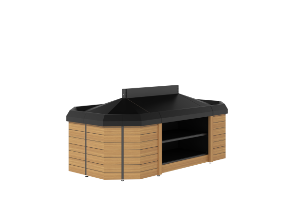 Produce Bunk - Double Sided 1-Tier With Radius End Bay (Pyramid Base)
